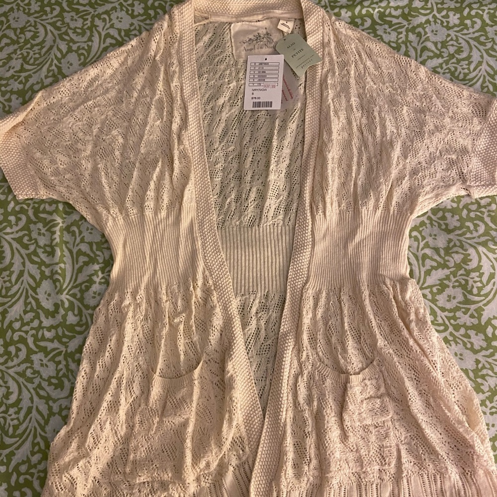NWT Anthropologie White Cardigan Size Small